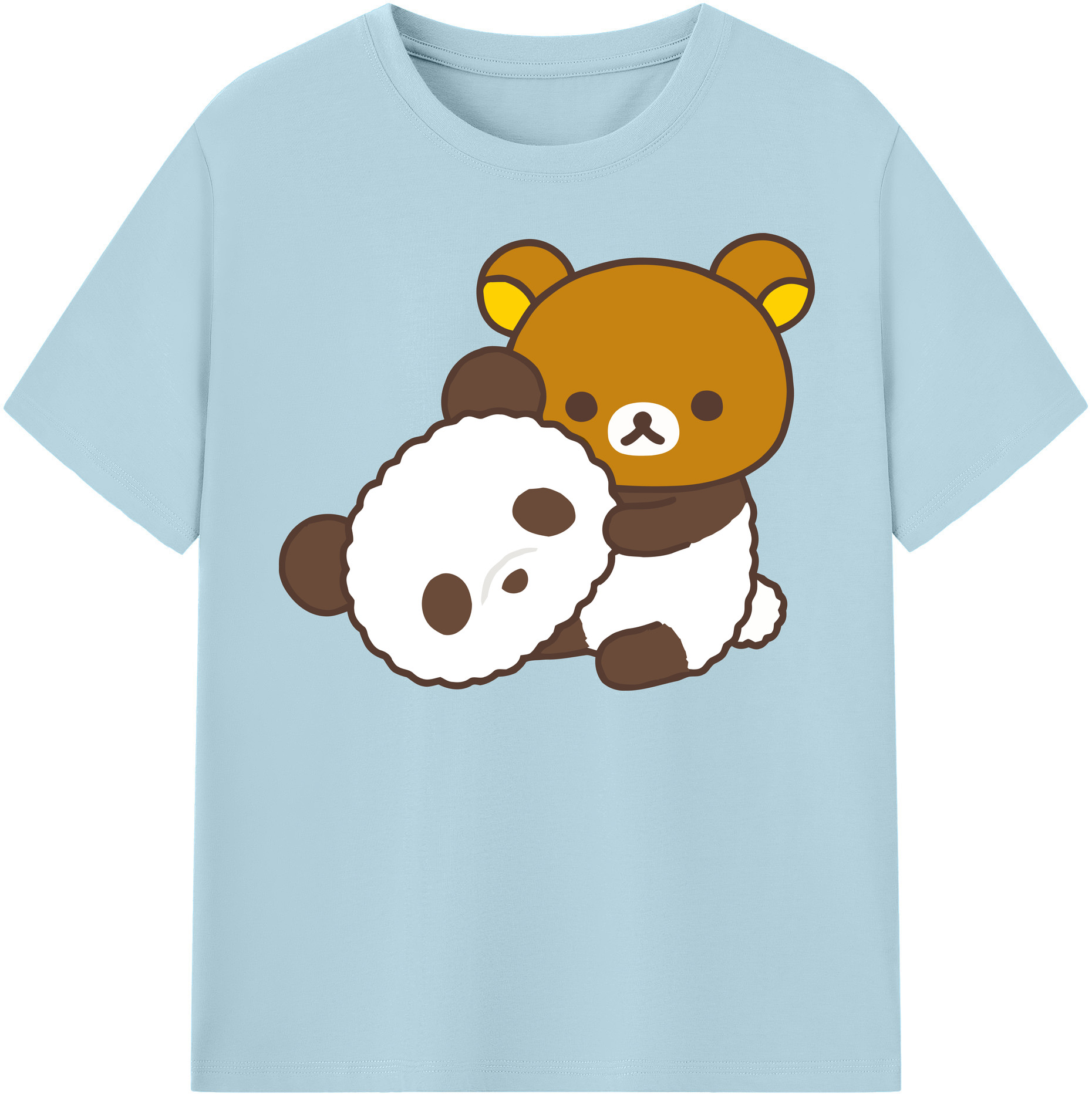 （画像用） リラックマ リラックマ キイロイトリ Rilakkuma Korilakkuma Kiiroitori 綿100％半袖Tシャツ（フロントプリント）